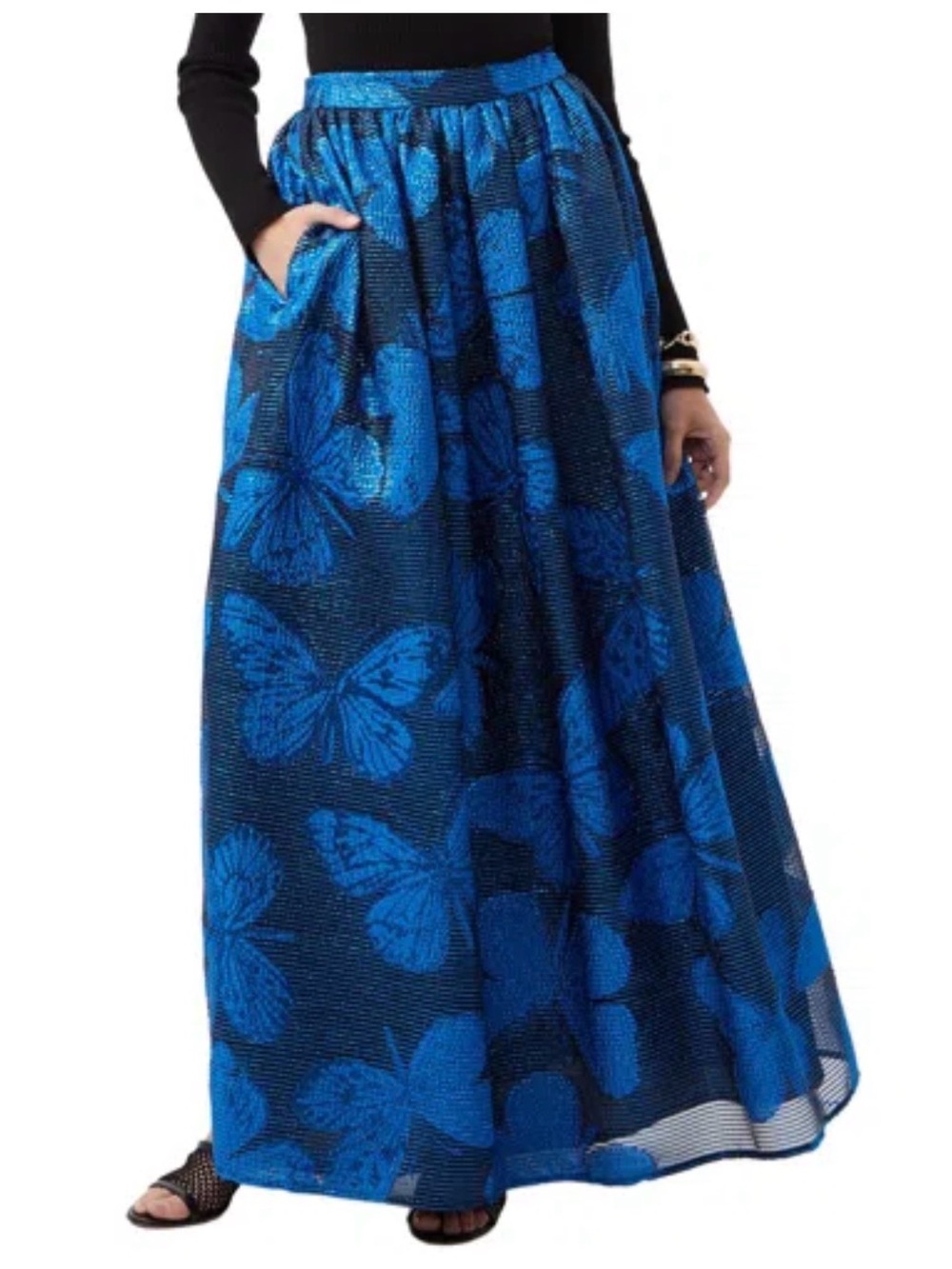 Trina Turk Aurelia 2 Maxi Skirt in Blue with pockets